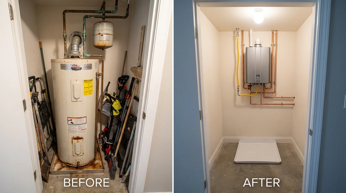 Tank water heater versus wall-mounted tankless unit comparison for Geneva, IN homeowners